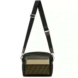 Authentic Fendi Black Forever Fendi East/West Messenger Bag w/COA